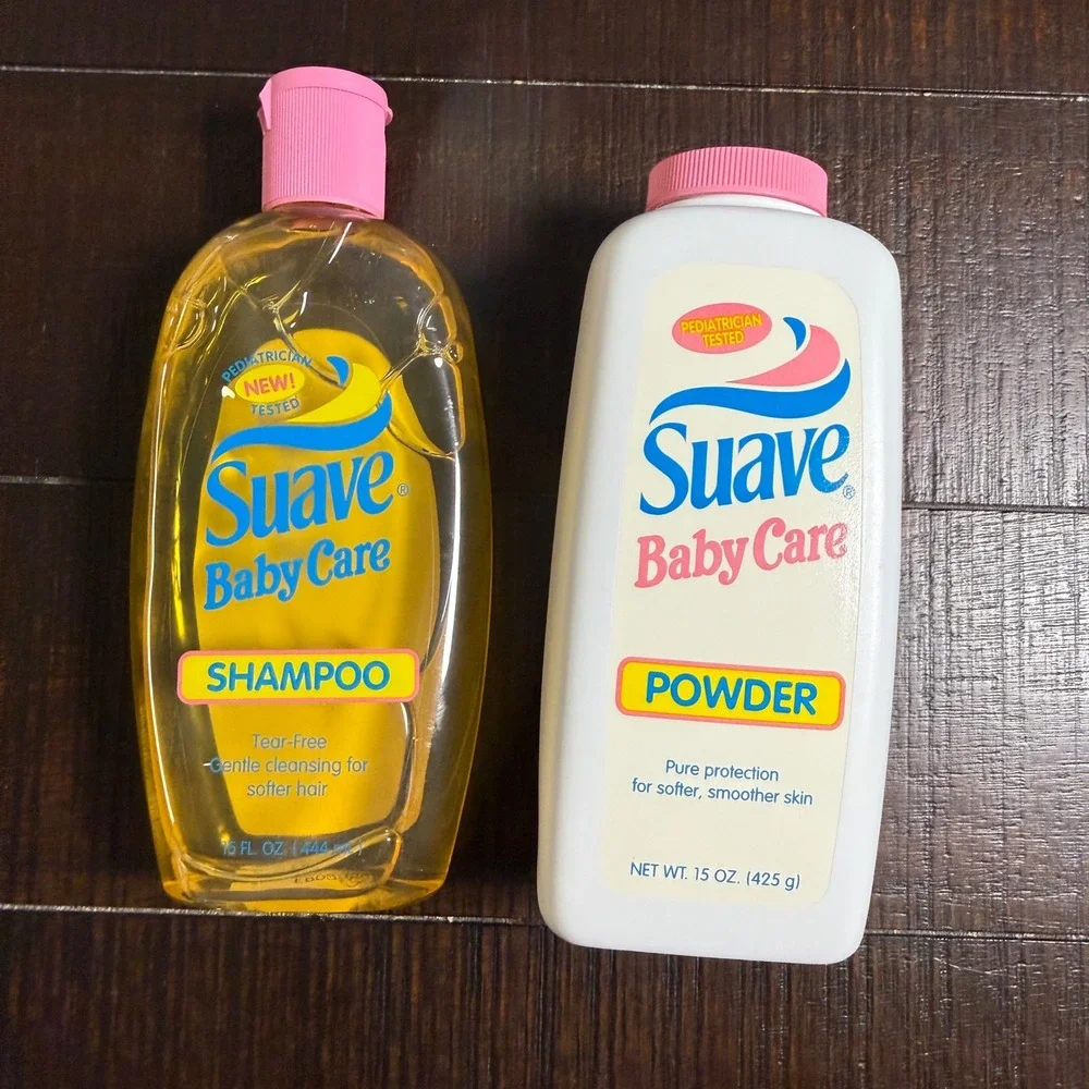 Vintage Suave Baby Care Shampoo and Powder Set 15oz 1990s Helene Curtis Props